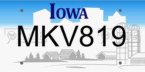 MKV819 Iowa License Plate