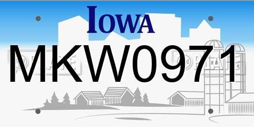 MKW0971 Iowa License Plate