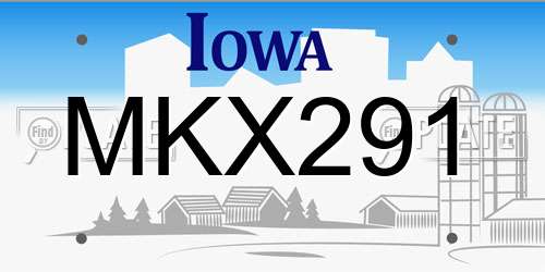 MKX291 Iowa License Plate