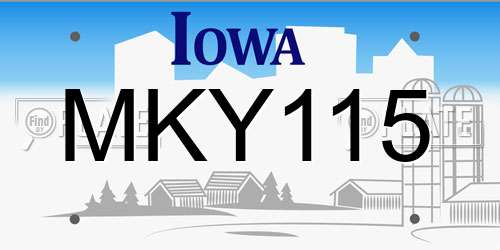 MKY115 Iowa License Plate