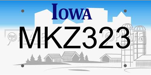 MKZ323 Iowa License Plate