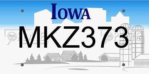 MKZ373 Iowa License Plate