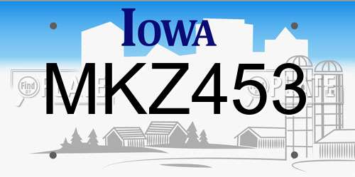 MKZ453 Iowa License Plate