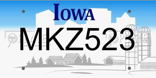 MKZ523 Iowa License Plate