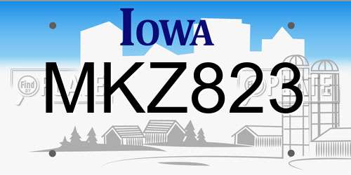 MKZ823 Iowa License Plate