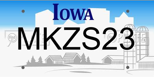 MKZS23 Iowa License Plate