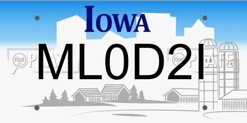 ML0D2I Iowa License Plate