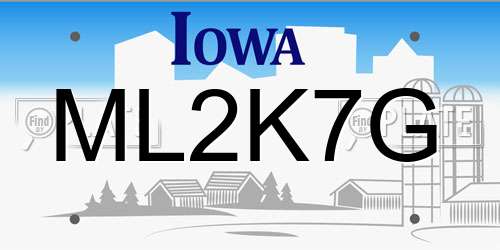 ML2K7G Iowa License Plate