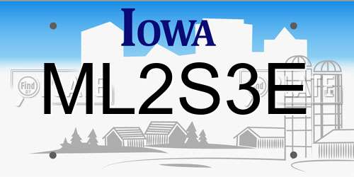 ML2S3E Iowa License Plate