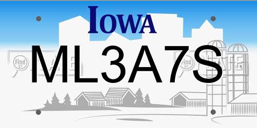 ML3A7S Iowa License Plate