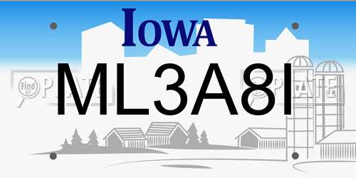 ML3A8I Iowa License Plate