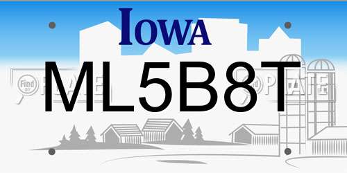 ML5B8T Iowa License Plate