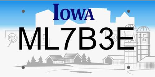 ML7B3E Iowa License Plate