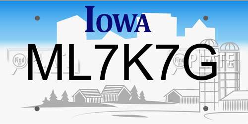 ML7K7G Iowa License Plate