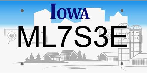 ML7S3E Iowa License Plate