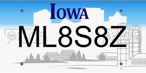 ML8S8Z Iowa License Plate