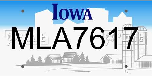 MLA7617 Iowa License Plate