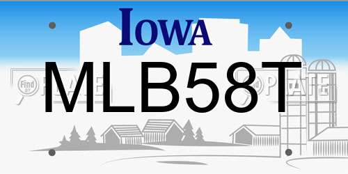 MLB58T Iowa License Plate