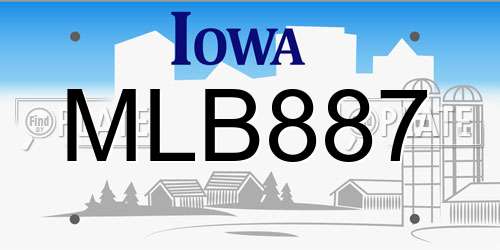 MLB887 Iowa License Plate