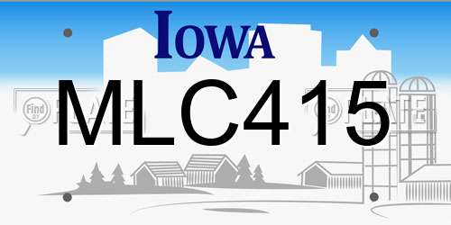 MLC415 Iowa License Plate