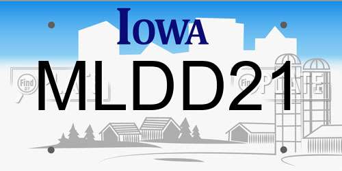 MLDD21 Iowa License Plate