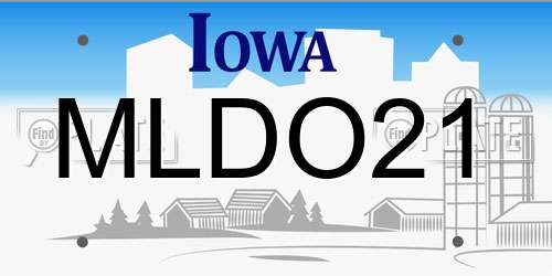 MLDO21 Iowa License Plate