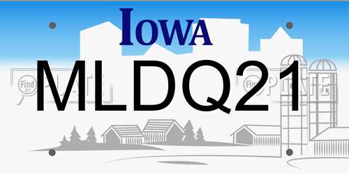 MLDQ21 Iowa License Plate