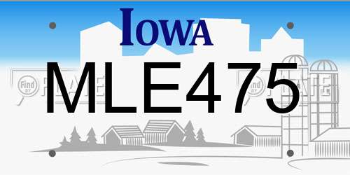 MLE475 Iowa License Plate