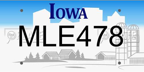 MLE478 Iowa License Plate