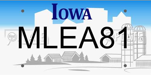 MLEA81 Iowa License Plate