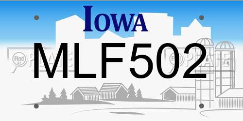 MLF502 Iowa License Plate