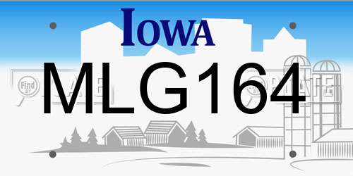 MLG164 Iowa License Plate