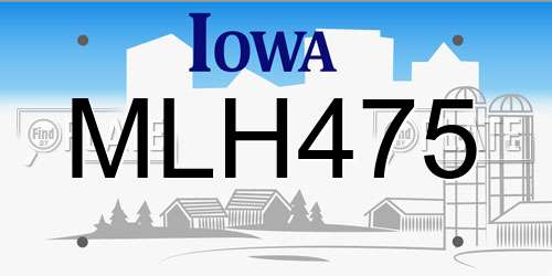 MLH475 Iowa License Plate