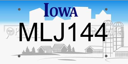 MLJ144 Iowa License Plate