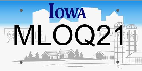 MLOQ21 Iowa License Plate