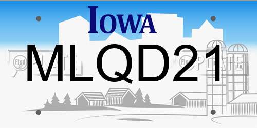 MLQD21 Iowa License Plate