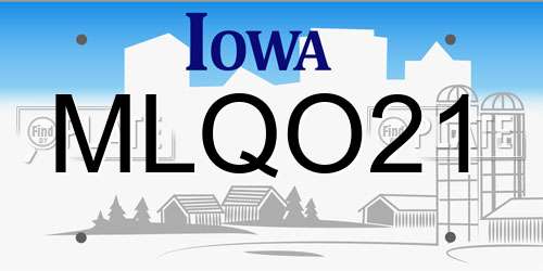 MLQO21 Iowa License Plate