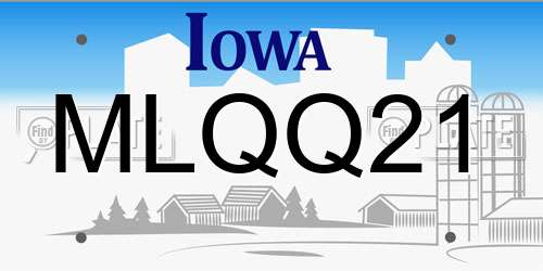 MLQQ21 Iowa License Plate