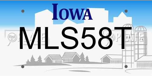 MLS58T Iowa License Plate