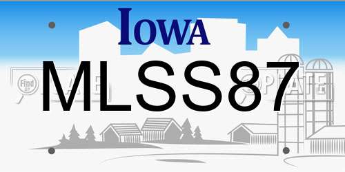 MLSS87 Iowa License Plate