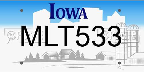MLT533 Iowa License Plate