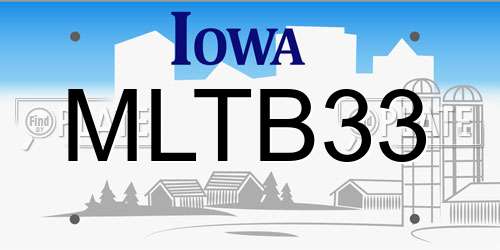 MLTB33 Iowa License Plate