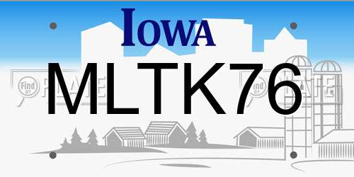 MLTK76 Iowa License Plate