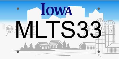 MLTS33 Iowa License Plate