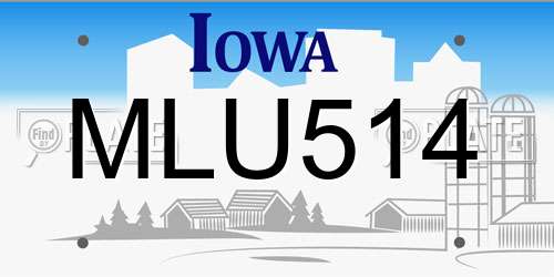 MLU514 Iowa License Plate