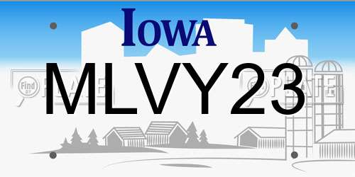MLVY23 Iowa License Plate