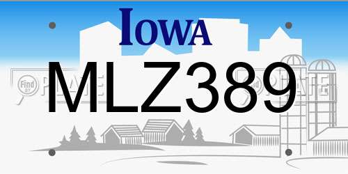 MLZ389 Iowa License Plate