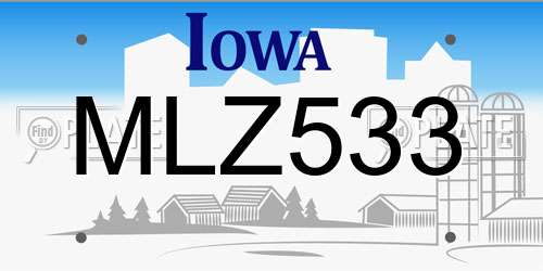 MLZ533 Iowa License Plate
