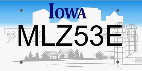 MLZ53E Iowa License Plate