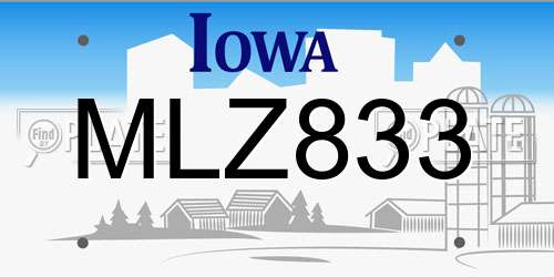 MLZ833 Iowa License Plate